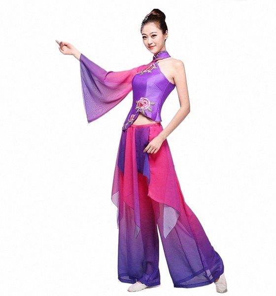 Nova Ailian Roupas de Dança Clássica Dança Folclórica Desempenho Roupas Modernas Fan Roupas Traje de baile dres MULHERES F2EX #