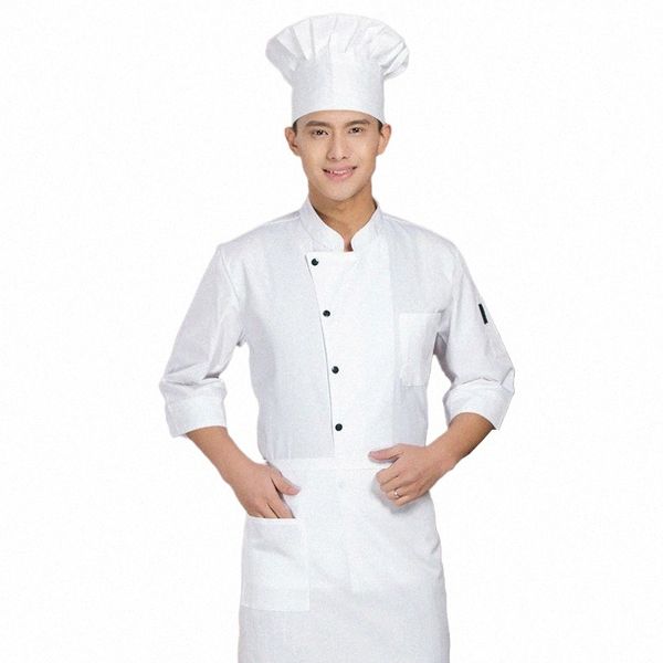 Hotel Chef Mantel Unisex Lg Ärmel Western Restaurant Küche Kochjacke Koch Uniform Bäckerei Café Kellner Arbeitskleidung 95lT #