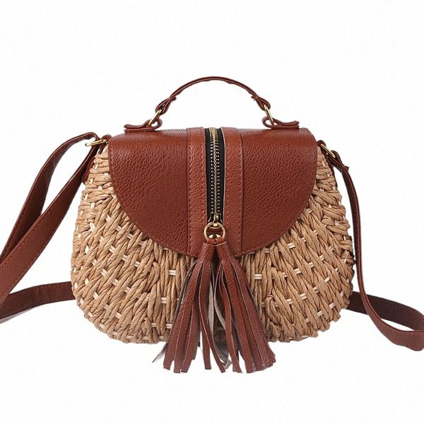 2020 famoso designer senhoras tecido tricô menger crossbody sacos novo verão boêmio mulheres borla palha praia bolsa de ombro k6gf #