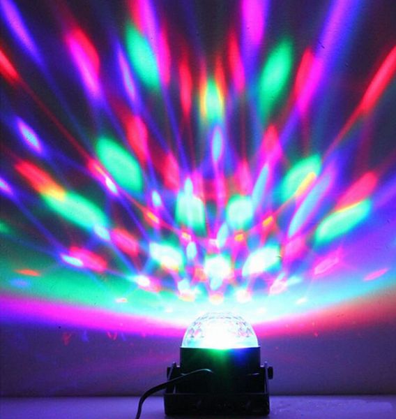 Etkinleştirilmiş dönen disko topu DJ 3W 3 RGB sahne LED Işık Noel Düğün Ses Partisi Yeni Renkli KTV BAR Flash Lazer