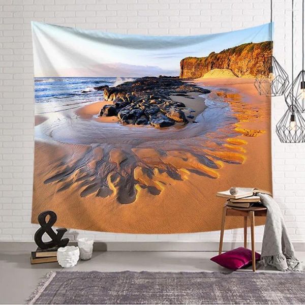 Arazzi Spiaggia Mare Sfondo Arazzo stampato Hippie Appeso a parete Boemia Mandala Art Decor