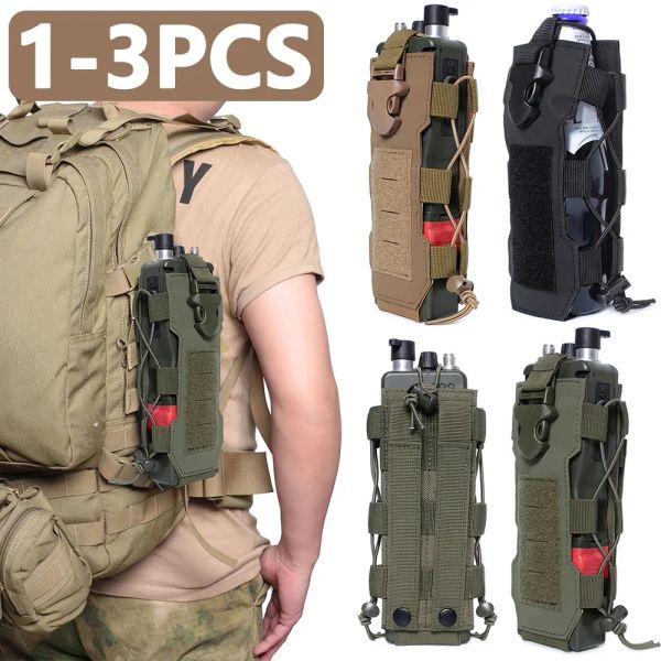 Sacos tático molle bolsa de garrafa de água saco militar viagem ao ar livre caminhadas cordão suporte de garrafa de água, saco de transporte de chaleira, 13 pçs