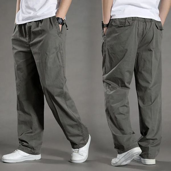 Calças de carga dos homens primavera algodão preto trabalho tamanho grande verão casual escalada joggers sweatpants homem outono 240326