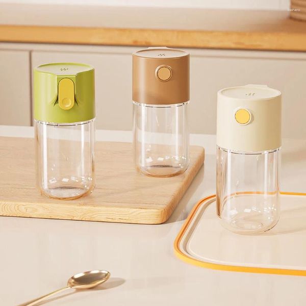 Lagerung Flaschen Glas Gewürz Flasche Presse Design Transparent Robust Salz Glas Für Küche Home Control Shaker Kochen