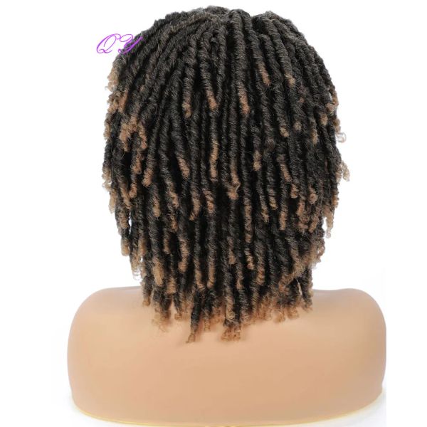 Perücken, synthetische kurze Dreadlocks-Perücke, schwarz, Ombre, braun, gehäkelte Twist-Perücken für afrikanische Frauen, täglich schönes, hochwertiges Haar