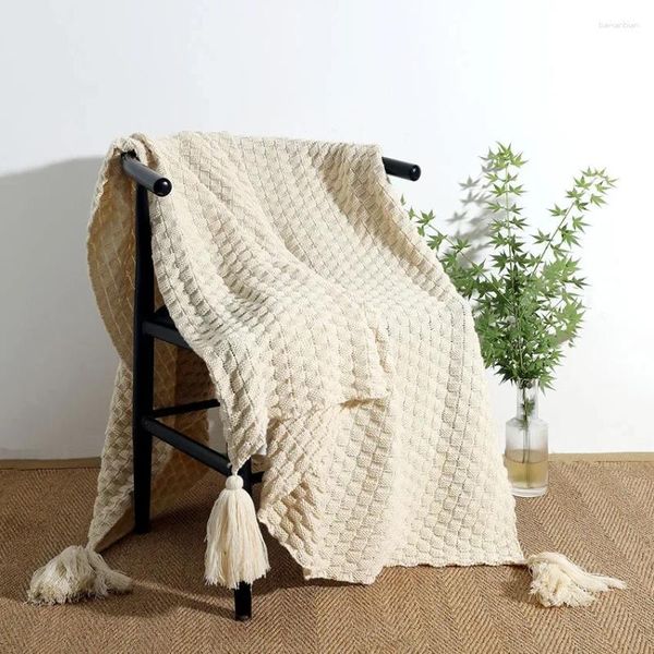 Decken Nordic Gestrickte Decke Mit Quaste Woolen Büro Mittagspause Freizeit Bettdecke Sofa Abdeckung Flugzeug Reise Schal