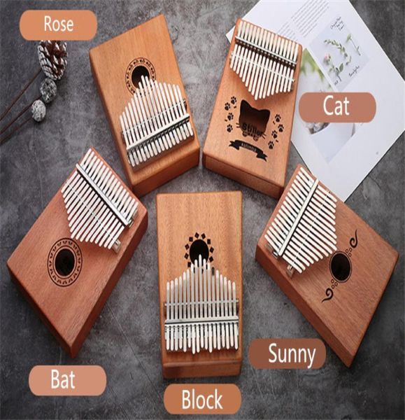 K001 17 Metalltasten Kalimba Mahagoni Korpus Daumenklavier spielen mit Gitarre Musikinstrument Zubehör2298788