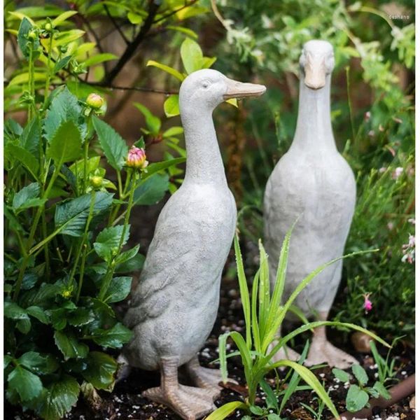 Decorações de jardim villa simulado pato paisagem escultura animal ornamentos de chão itens em miniatura prático bela estátua