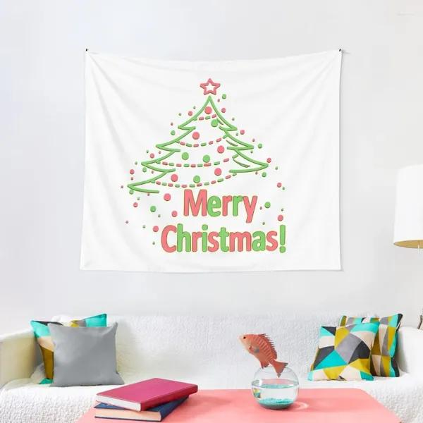 Tapeçarias Feliz Natal Arte - Tapeçaria branca Coisas para a decoração do quarto Estética Anime Decor Papel de parede