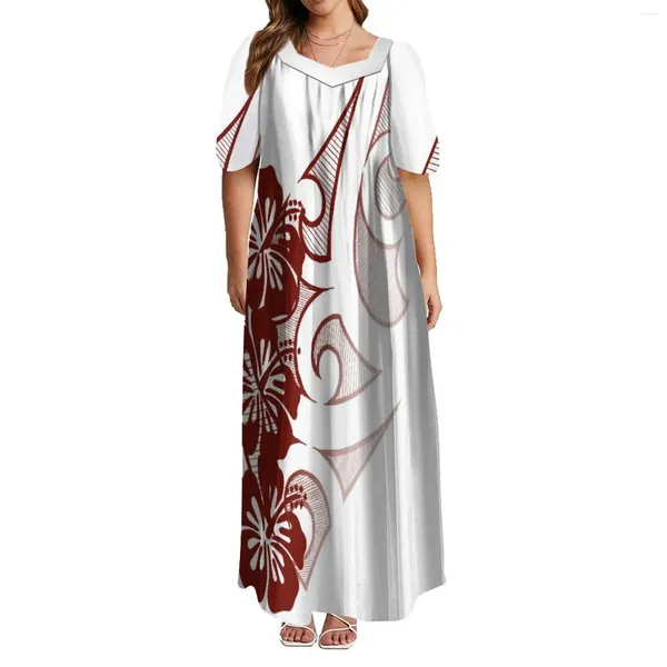 Vestidos de festa 2024 design de verão vestido de manga inchada mulheres soltas casuais polinésia personalizada