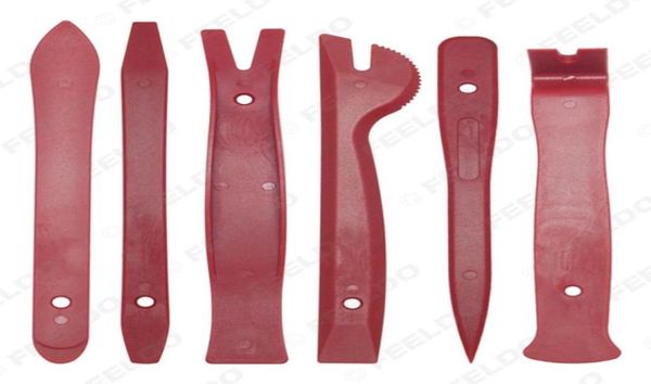 6 pçs vermelho diy painel de rádio da porta automóvel traço guarnição remoção alavanca ferramentas abertura conjunto kit ferramentas reparo do carro ferramentas manuais plástico 576516862409391777
