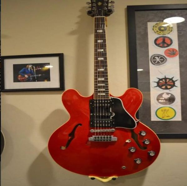 Alvin Lee Signature Big Red 335 Semi Hollow Body Jazz Chitarra elettrica Block intarsio anni '60 Collo HSH Pickup Chrome Hardware9024639