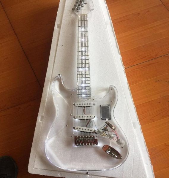 Elektro gitar akrilik LED açık beyaz gitar kişiselleştirilmiş hizmet 3359655