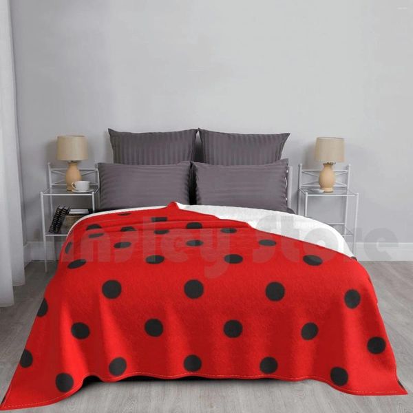 Decken, Decke mit rotem und schwarzem Polka-Dot-Muster, für Sofa, Bett, Reisen, Polkadot, gepunktet, Punkte, Punkte, Punkte, gepunktet