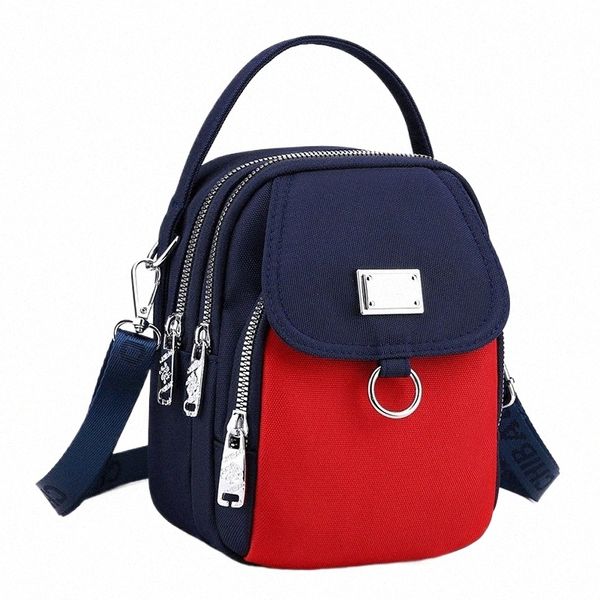 fi Borsa a tracolla multitasca multitasca da donna casual Borsa a tracolla leggera in tessuto Oxford Borsa portamonete Phe per trucco leggero c03A #