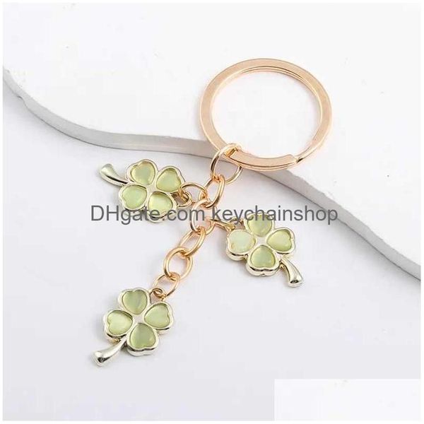 Chaveiros Lanyards 2 Pcs Bonito Esmalte Chaveiro Linda Planta Diáfana Verde Chaveiros Para Fazer Acessórios Artesanais Descobertas Craf Dhthn