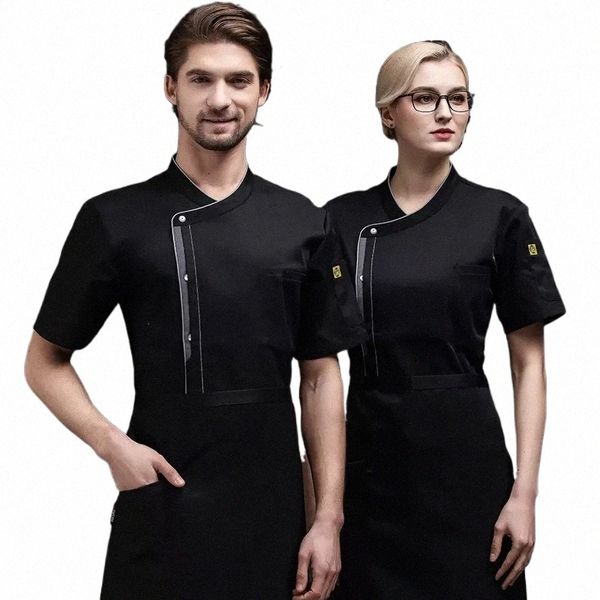 Nome dell'articolo wholesale Giacca da cuoco del ristorante dell'hotel Giacca da cuoco bianca uniforme manica corta Giacche da cuoco Logo personalizzato Panetteria Top da chef traspirante y07g #