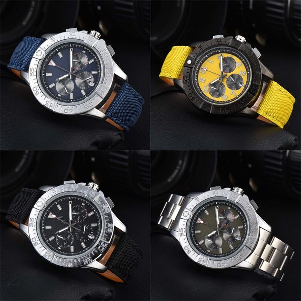 Роскошные часы Avenger, черные, желтые, orologio, 41 мм, хронограф, мужские часы, все циферблаты, рабочие, разноцветные, наручные часы, кварцевый механизм, модные, простые, повседневные, sb081