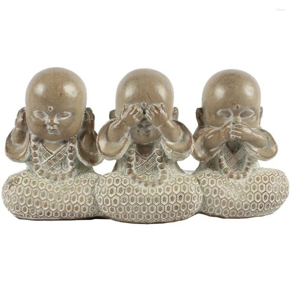 Statuette decorative 3 pezzi Set di Buddha per bambini in resina Ascolta parlare Non vedere figure malvagie Ornamento Decorazioni per la casa