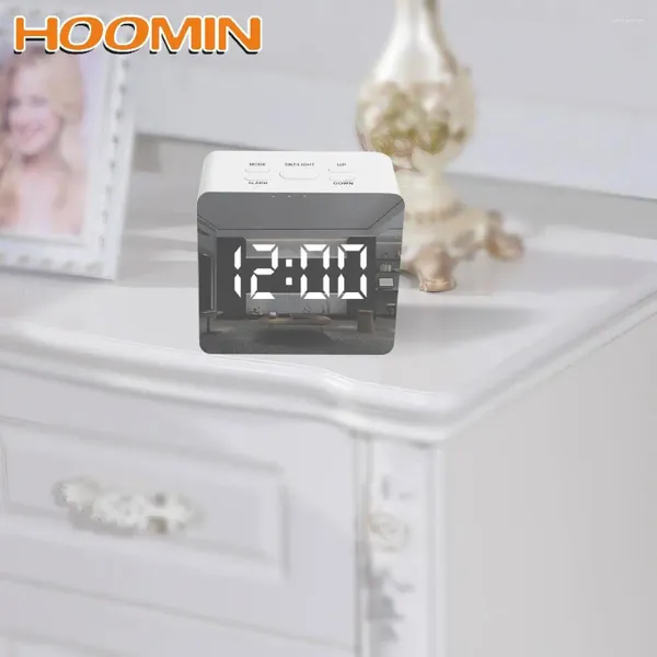 Настольные часы HOOMIN с цифровым светодиодным дисплеем, настольные зеркальные часы с функцией повтора, USB-аккумулятор, настольный будильник