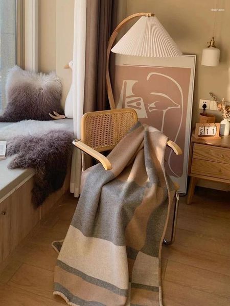 Decken von Rinoart, luxuriöse cremefarbene Decke aus Kaschmirwolle, handgefertigt, Sofaüberwurf, groß, gewichtet, warm, dick