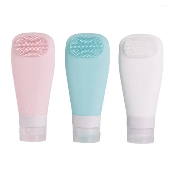 Garrafas de armazenamento Split Bottle Silicone Travel Set com escova Cosmética Shampoo Face Wash