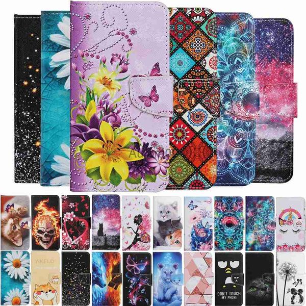 Casos de telefone celular pintado capa de couro para Samsung Galaxy A01 A11 A21S A21 A31 A41 A51 A71 A7 2018 Flip Wallet Card Slot Titular Capa de Livro YQ240330