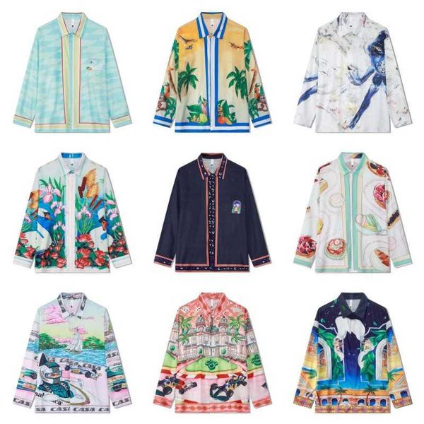 2024 Beach Tropical Rainforest Stampa digitale Tempo libero Manica lunga Cardigan da uomo Designer Camicie casual Hawaii