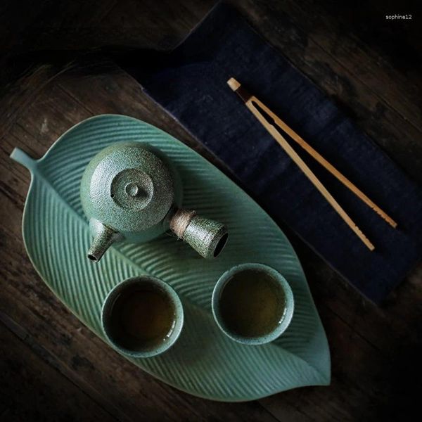 TeAware Setleri Retro Stoare Çay Seti Eve Bir Çaydan Tepsi 4 Parçalı Basit Japon tarzı 2 Kişiler Seramik