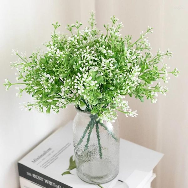 Fiori decorativi Pianta finta artificiale Erba di Milano Simulazione Plastica Verde 30 cm Come Gypsophila Decorazione Festa di nozze Casa Vacanza