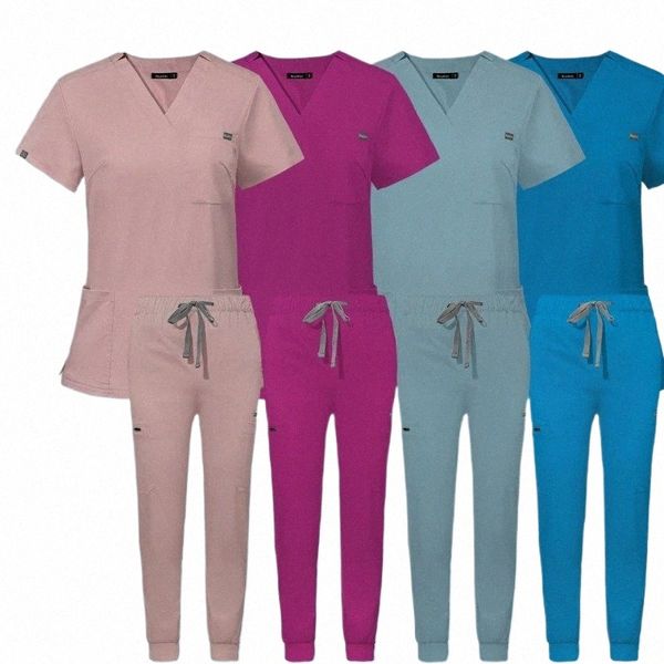 Atacado Sala de Operação Médica Uniforme Scrubs Hospital Working Scrubs Set Medical Supplies Enfermeira Cirurgia Dentária Terno Workwear O9nR #