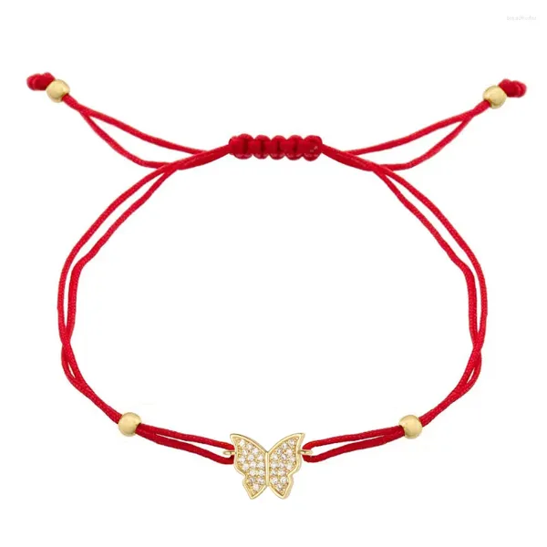 Charme Armbänder CZ Steine Schöne Schmetterling Armband Frauen 2024 Mode Zirkonia Insekt Tier Rot Starke Grüne Schnur Schmuck Geschenk