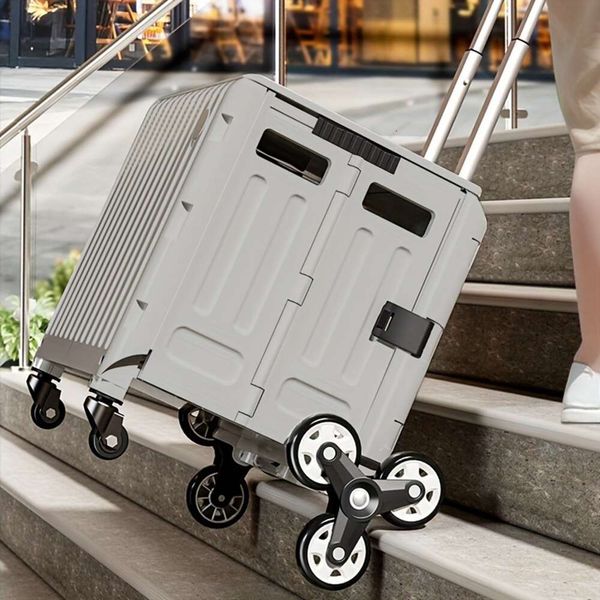 1-teiliger tragbarer multifunktionaler Lagewagen, faltbarer Kisten-Teleskopgriff, Trolley geeignet für den Reisegebrauch, Klappwagen mit Rädern, Einkaufsbedarf