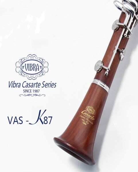 Alta qualità VIBRE VASK87 17 tasti clarinetto fatto a mano in sequoia B pulsante piatto placcato argento con panno per la pulizia strumenti musicali a fiato4216259