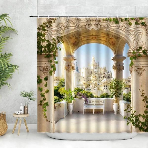 Duş Perdeleri Pencereli Manzara Perdesi Avrupa Tarzı Balkon Peyzajı Ev Dekoru Banyo Ürünleri Aksesuarları