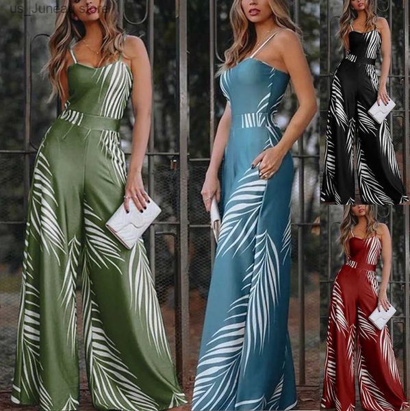 Damen Jumpsuits Strampler Damen Frühling 2023 Neue grenzüberschreitende europäische und amerikanische Freizeitmode Lange Schlinge Slveless Loose Jumpsuit T240330