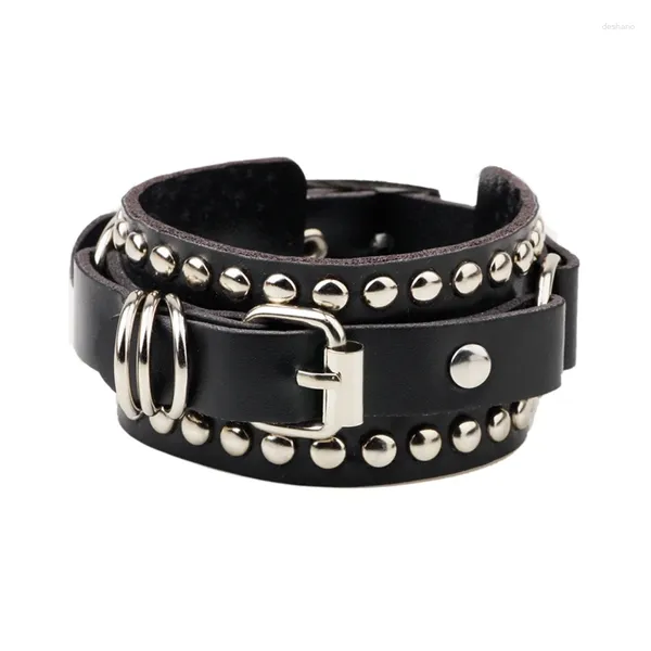 Forniture per feste Bracciale punk con borchie in pelle Bracciale Rivetti Polsino Bracciale unisex in metallo