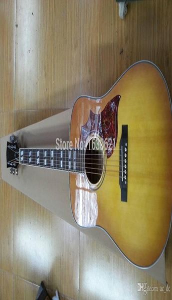 Custom Shop 41 Polegada Humming Vintage Sunburst Guitarra Elétrica Acústica Split Paralelogramo Fingerboard Inlay Red Turtle Pickguard2082616