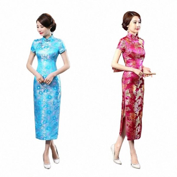 chinesisches neues jahr frauen kleidung lg dr rot chegsam qipao hochzeit braut dr plus size frau abend seidensatin floral j9ql #