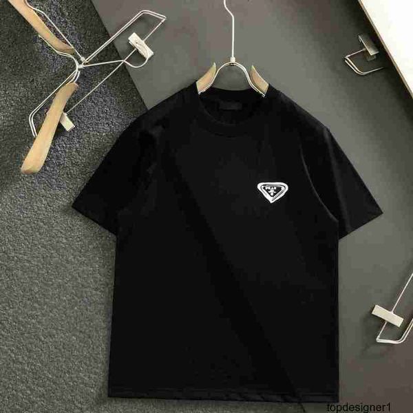 Designer Pra PRA Summer New Triangle Letter T-shirt girocollo unisex Paris Donkey 1v 63M1