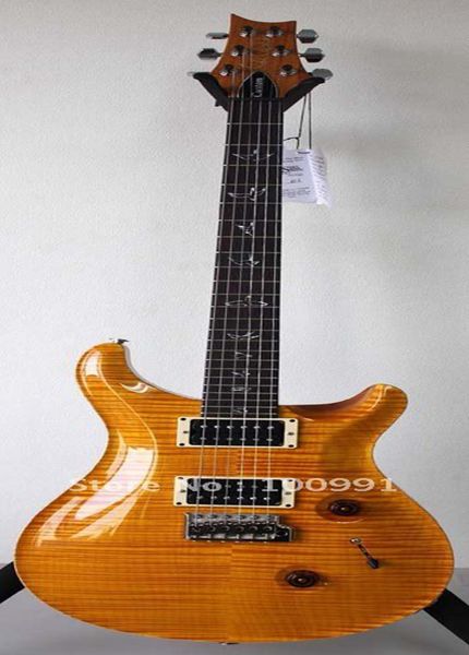Stock privato Paul Smith Top in acero fiammato giallo per chitarra elettrica Birds Ring Inlay Tremolo Birdge5041237