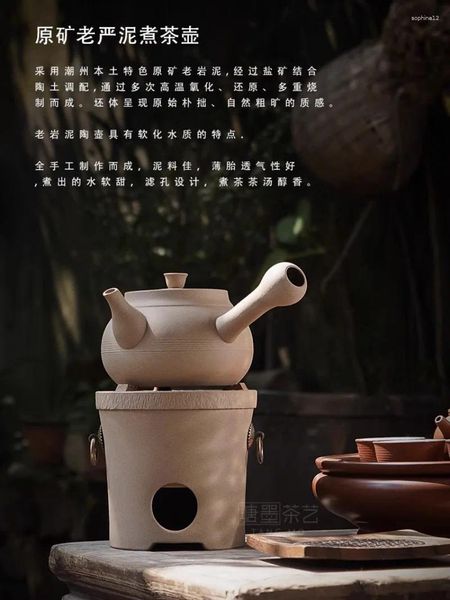 Conjuntos de chá de pedra bule de cerâmica grossa chaleira aberta fogo pote de feixe de grande capacidade
