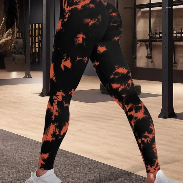 Pantaloni attivi Cravatta tinta Yoga Leggins Calzas Deportivas Mujer Assorbimento del sudore Vita alta Stretto Sollevamento Glutei Fitness Corsa Sport