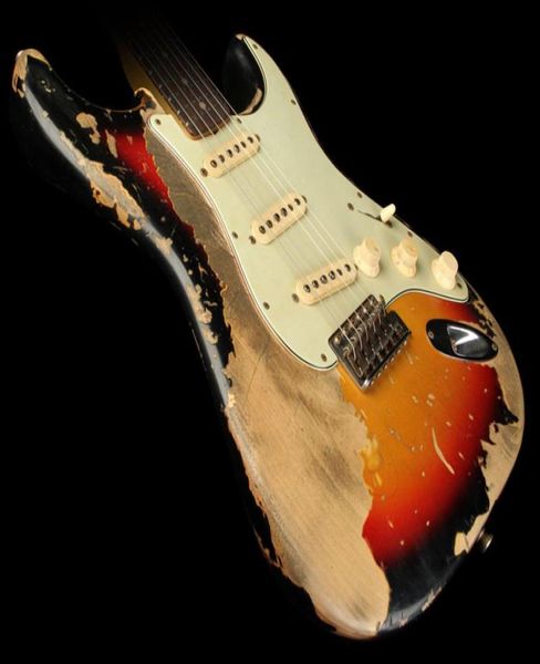 Özel Mağaza Özel Masterbuilt 1964 Ultimate Heavy Relic Elect Guitar 3tone Sunburst W Hafif Alder Gövdesi9954234