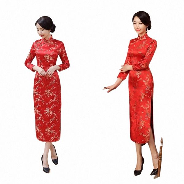 chinesisches neues jahr frauen kleidung lg dr rot chegsam qipao hochzeit dr plus größe frau abend seide satin Drag Phoenix f2w1 #