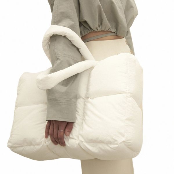 Herald Puffer Tote Bag para mulheres, grande bolsa acolchoada inchada leve inverno para baixo estofamento treliça bolsa 90Ge #