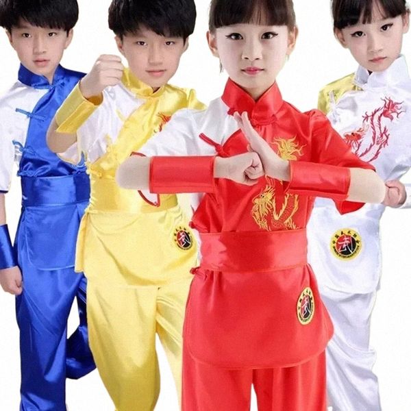 Terno Meninas Meninos Stage Performance Costume Set Crianças Chinês Traditial Wushu Roupas para Crianças Artes Marciais Uniforme Kung Fu t60C #