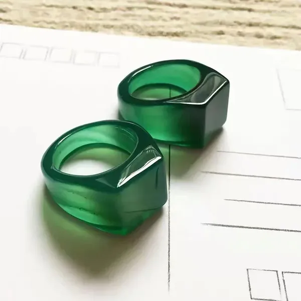 Cluster Ringe Natürliche Echte Grüne Jade Ring Handgemachte Skulptur Spanner Einfache Männer Party Hochzeit Schmuck Für Mann Geschenk