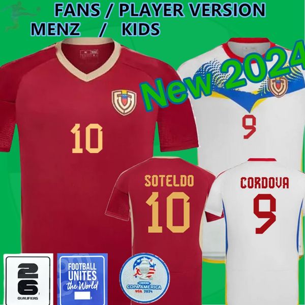 2425 Venezuelas Soccer Jerseys Kids Kit 24/25 National Team Football Shirt Men Home Red Away White Camisetas Copa América CORDOVA SOTELDO RINCON BELLO SOSA RONDON