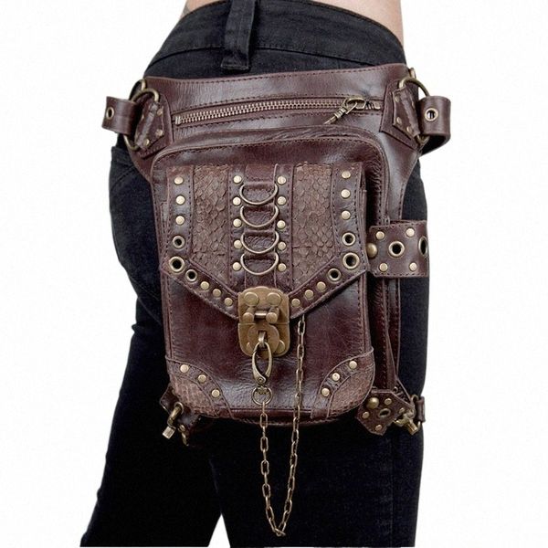 Steampunk motocicleta feminina saco novo gótico pequeno cinto saco masculino e feminino menger mini viagem cintura fanny pack s4te #